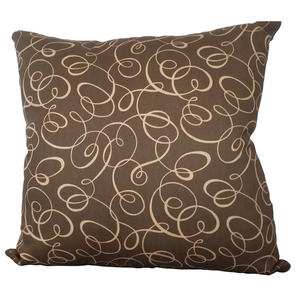 Mill Creek Throw Pillow Covers Brown Geometric Swirls 20x20‎ Zippered Pair NEW